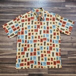 Tori Richard 100% Silk Hawaiian Tiki & Cocktail Print, Men's Medium